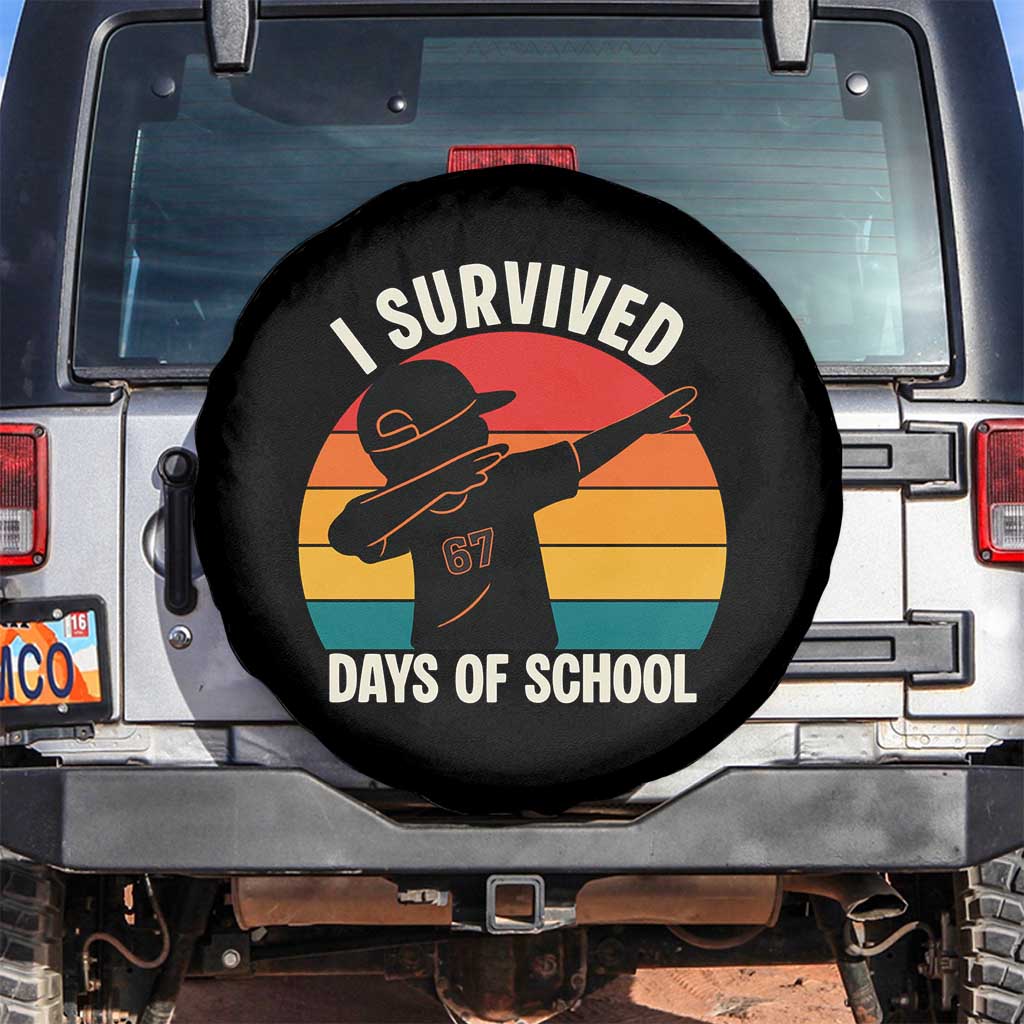 I Survived 67 Days Of School Spare Tire Cover Funny Boys Kids TS14 No hole Black Print Your Wear