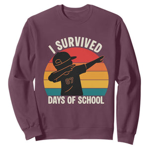 I Survived 67 Days Of School Sweatshirt Funny Boys Kids TS14 Maroon Print Your Wear