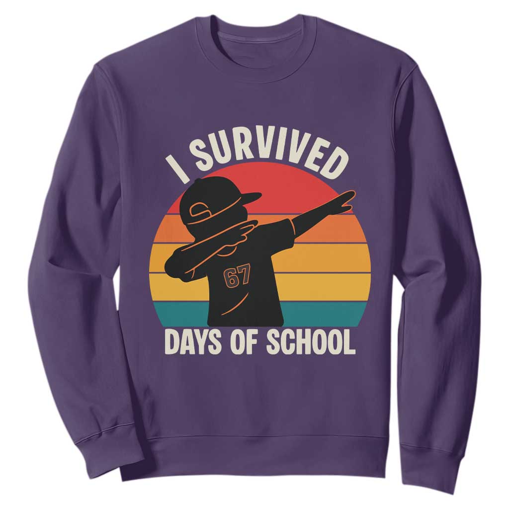 I Survived 67 Days Of School Sweatshirt Funny Boys Kids TS14 Purple Print Your Wear