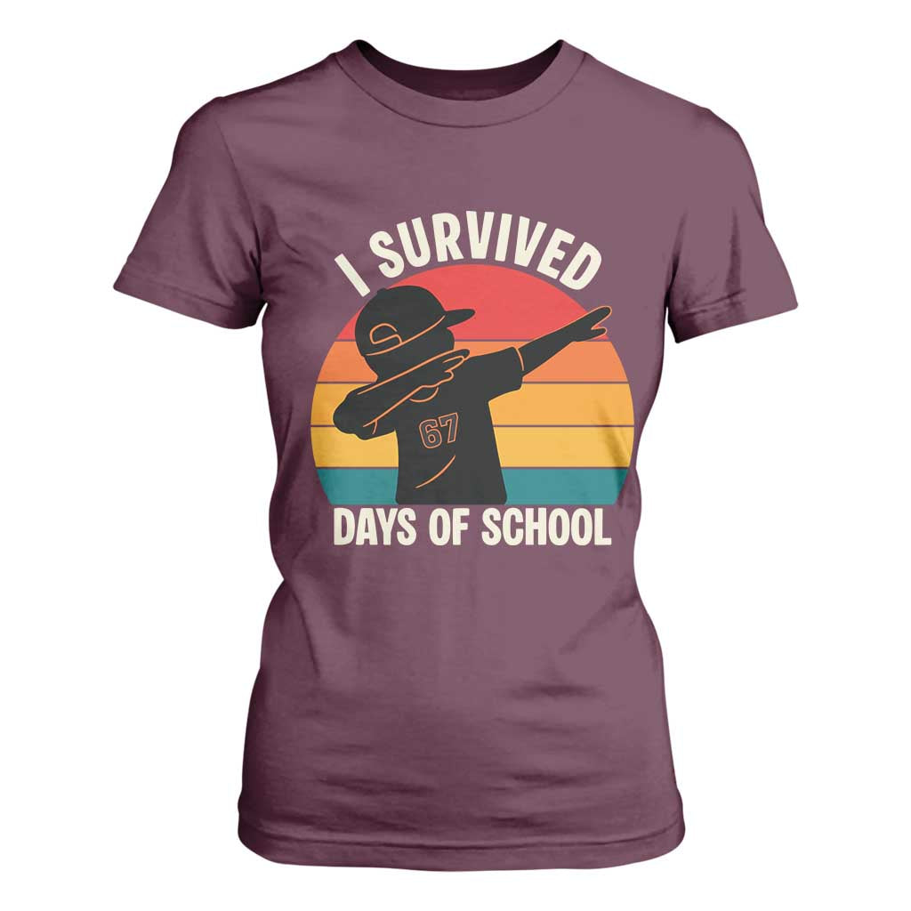 I Survived 67 Days Of School T Shirt For Women Funny Boys Kids TS14 Maroon Print Your Wear
