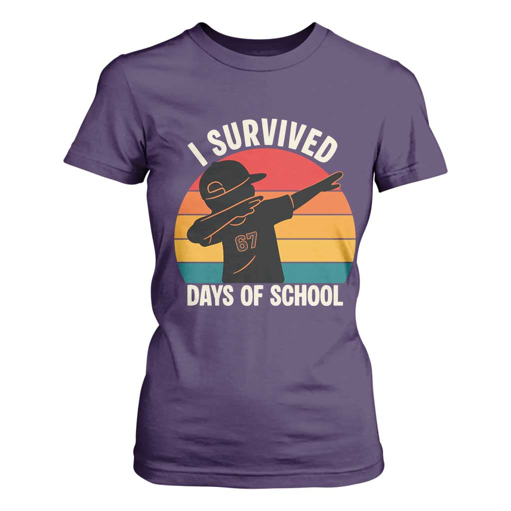 I Survived 67 Days Of School T Shirt For Women Funny Boys Kids TS14 Purple Print Your Wear