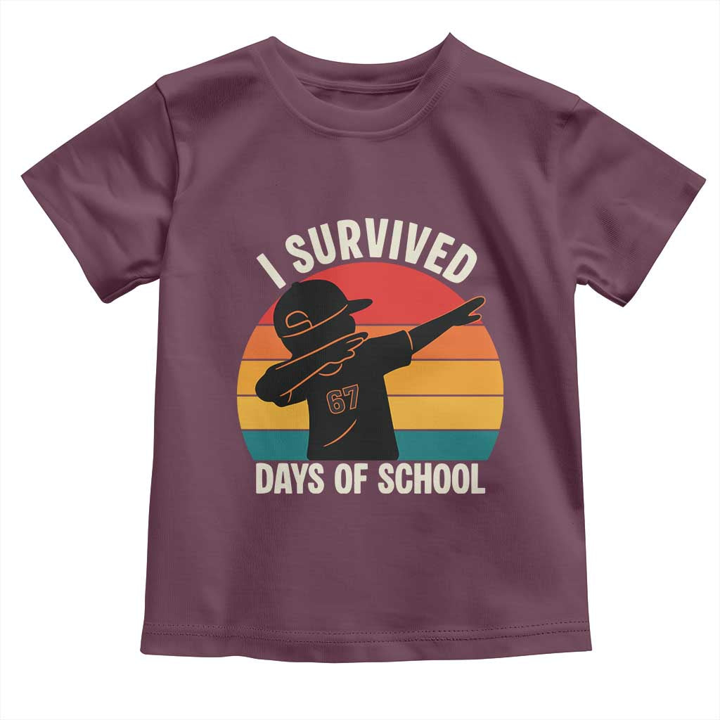 I Survived 67 Days Of School Toddler T Shirt Funny Boys Kids TS14 Maroon Print Your Wear