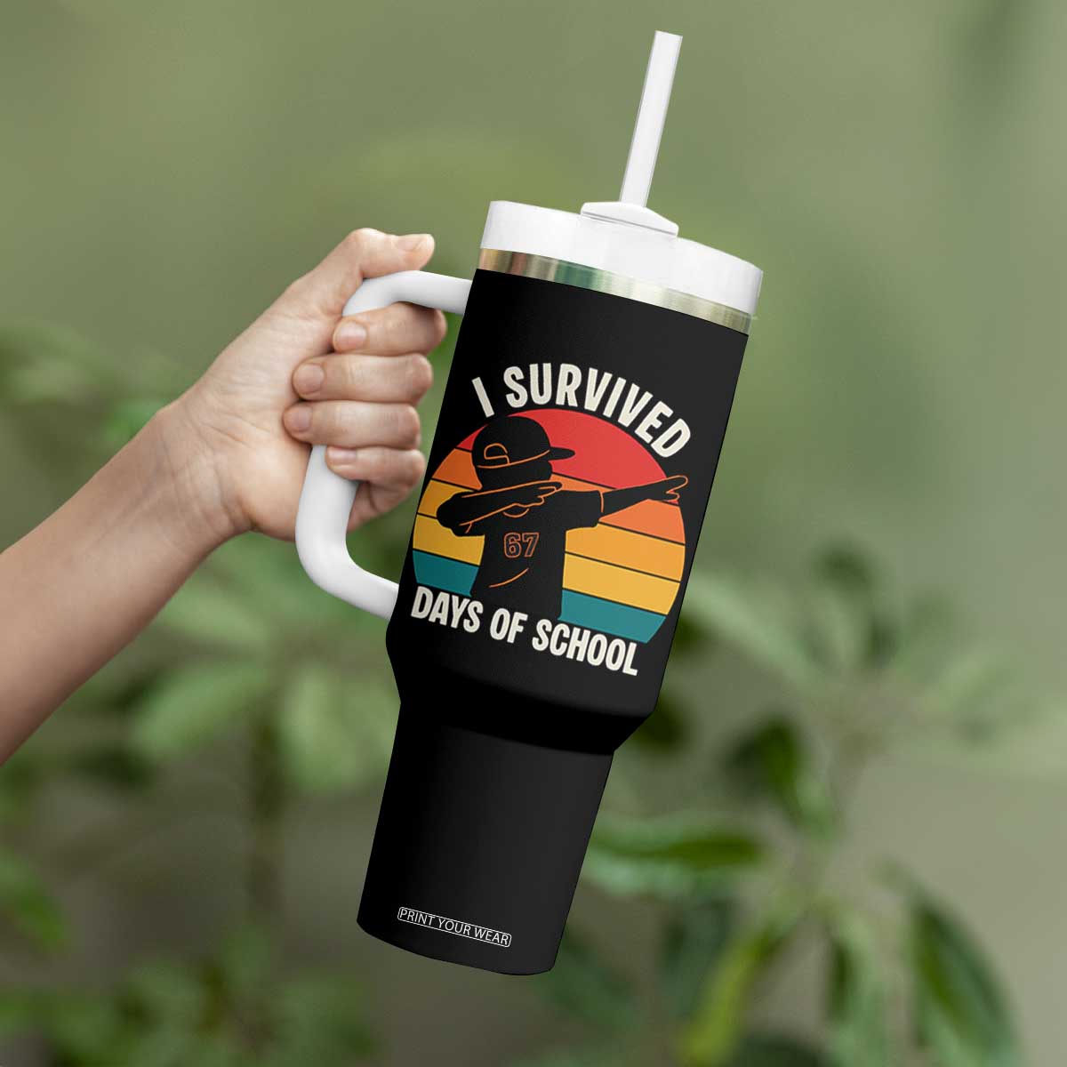 I Survived 67 Days Of School Tumbler With Handle Funny Boys Kids TS14 Print Your Wear