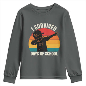 I Survived 67 Days Of School Youth Sweatshirt Funny Boys Kids TS14 Dark Heather Print Your Wear
