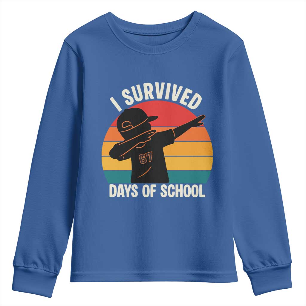 I Survived 67 Days Of School Youth Sweatshirt Funny Boys Kids TS14 Royal Blue Print Your Wear