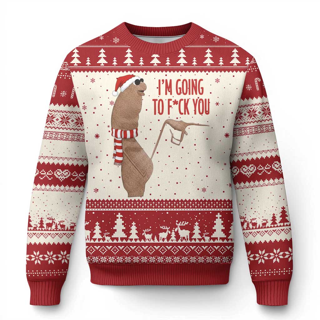 Marcus The Worm Xmas Meme Ugly Christmas Sweater I Am Going To Fck You TS14 Beige Red Print Your Wear