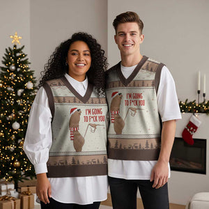 Marcus The Worm Xmas Meme V-Neck Knit Sweater Vest I Am Going To Fck You TS14 Mocha Mousse Print Your Wear