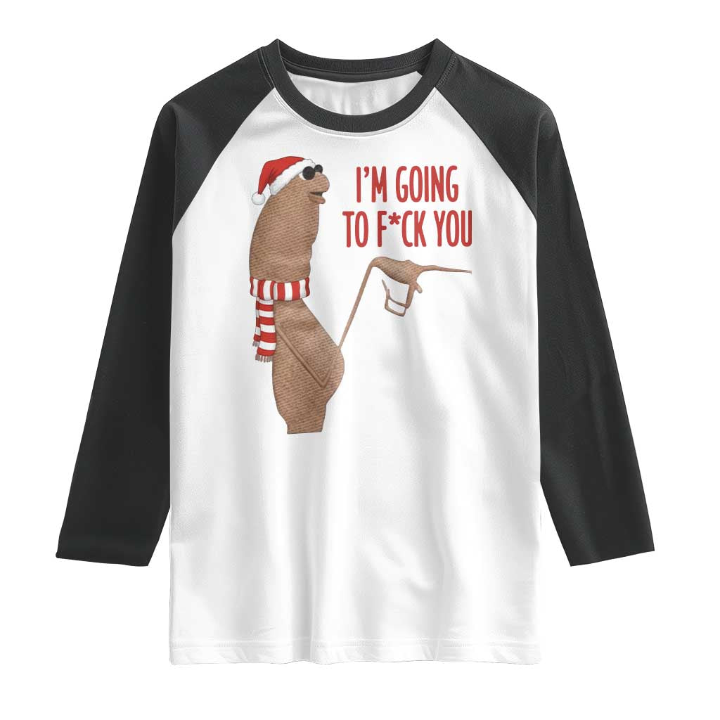 Marcus The Worm Christmas Meme Raglan Shirt I Am Going To Fck You TS14 White Black Print Your Wear
