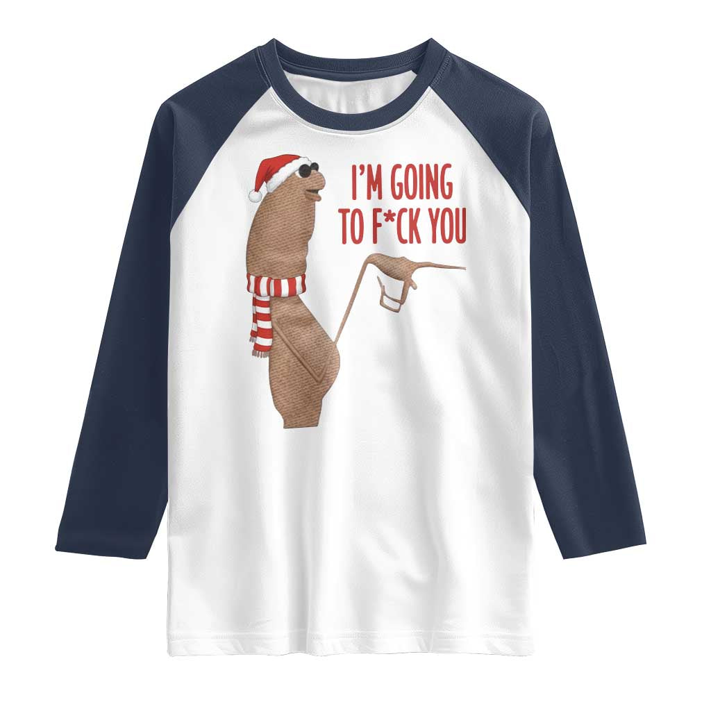 Marcus The Worm Christmas Meme Raglan Shirt I Am Going To Fck You TS14 White Navy Print Your Wear