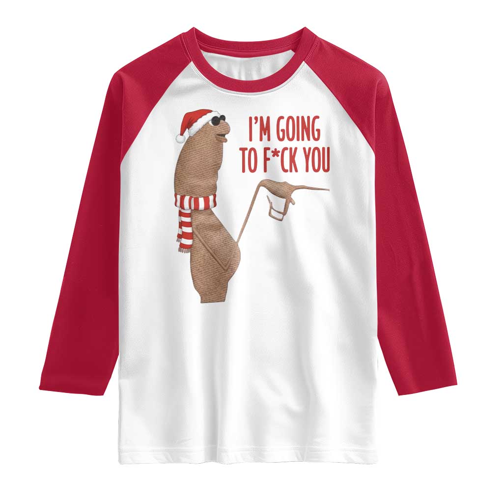 Marcus The Worm Christmas Meme Raglan Shirt I Am Going To Fck You TS14 White Red Print Your Wear