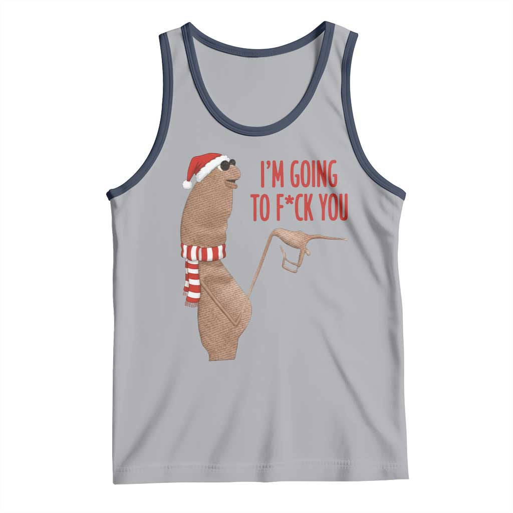 Marcus The Worm Christmas Meme Tank Top I Am Going To Fck You TS14 Athletic Heather Navy Print Your Wear