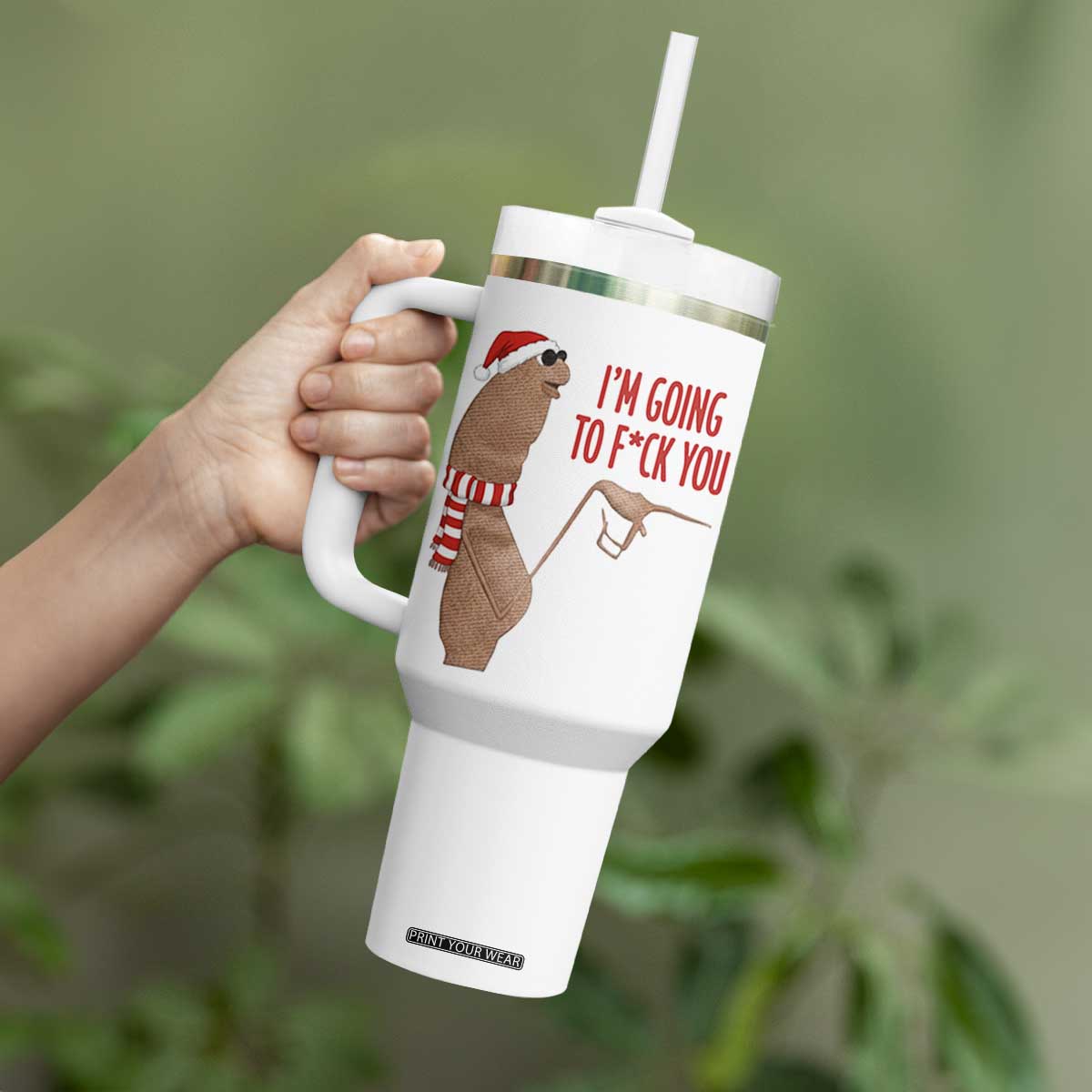 Marcus The Worm Christmas Meme Tumbler With Handle I Am Going To Fck You - Print Your Wear