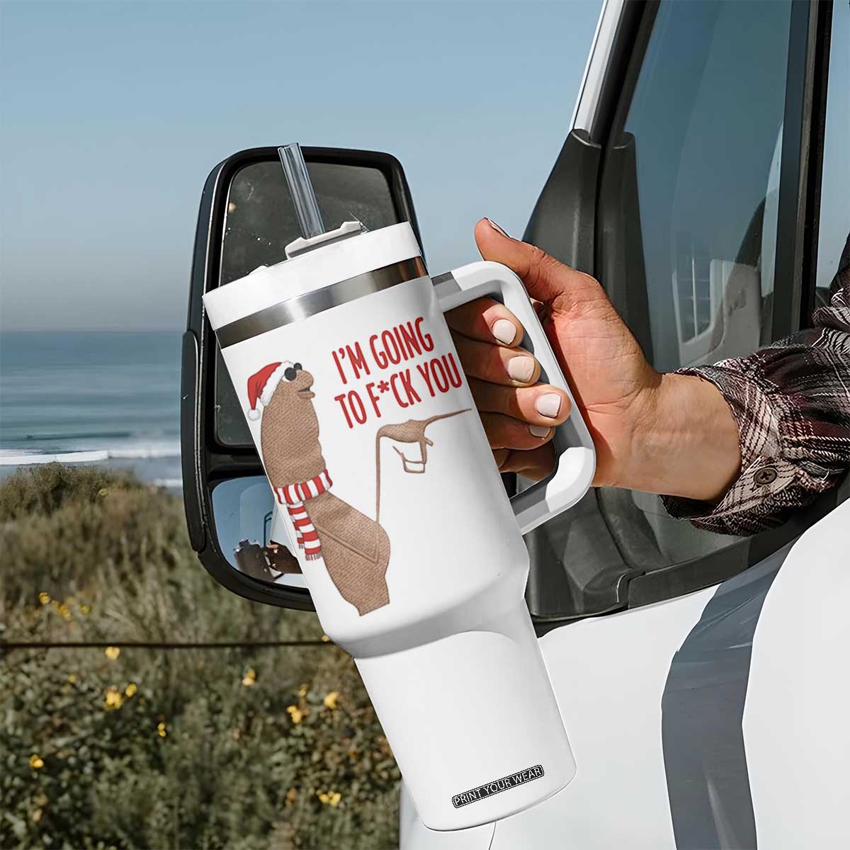 Marcus The Worm Christmas Meme Tumbler With Handle I Am Going To Fck You - Print Your Wear