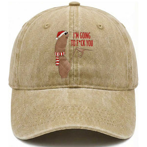 Marcus The Worm Christmas Meme Washed Cotton Baseball Cap I Am Going To Fck You TS14 Washed Cap Universal Fit Khaki Print Your Wear