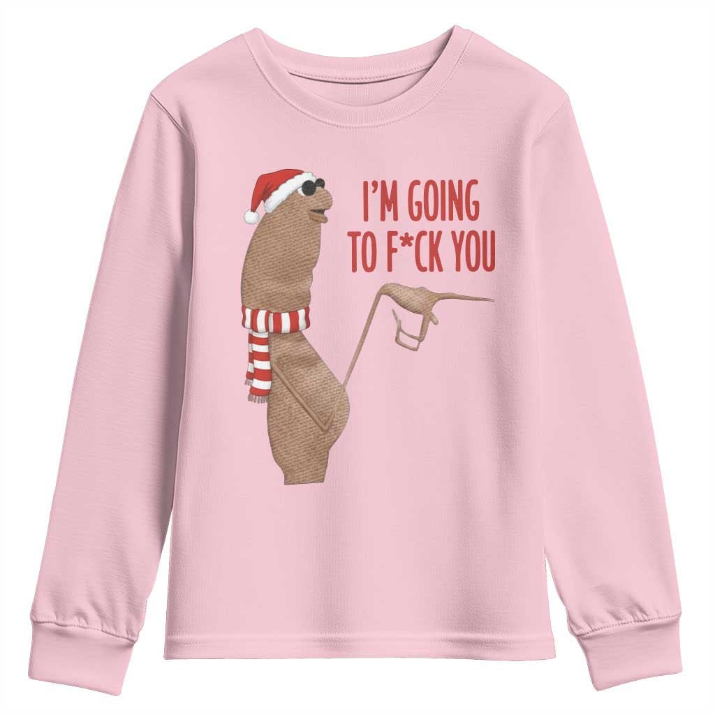 Marcus The Worm Christmas Meme Youth Sweatshirt I Am Going To Fck You TS14 Light Pink Print Your Wear