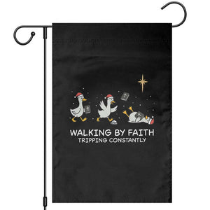 Christian Goose Christmas Garden Flag Walking By Faith Tripping Constantly Funny Quote TS14 Black Print Your Wear