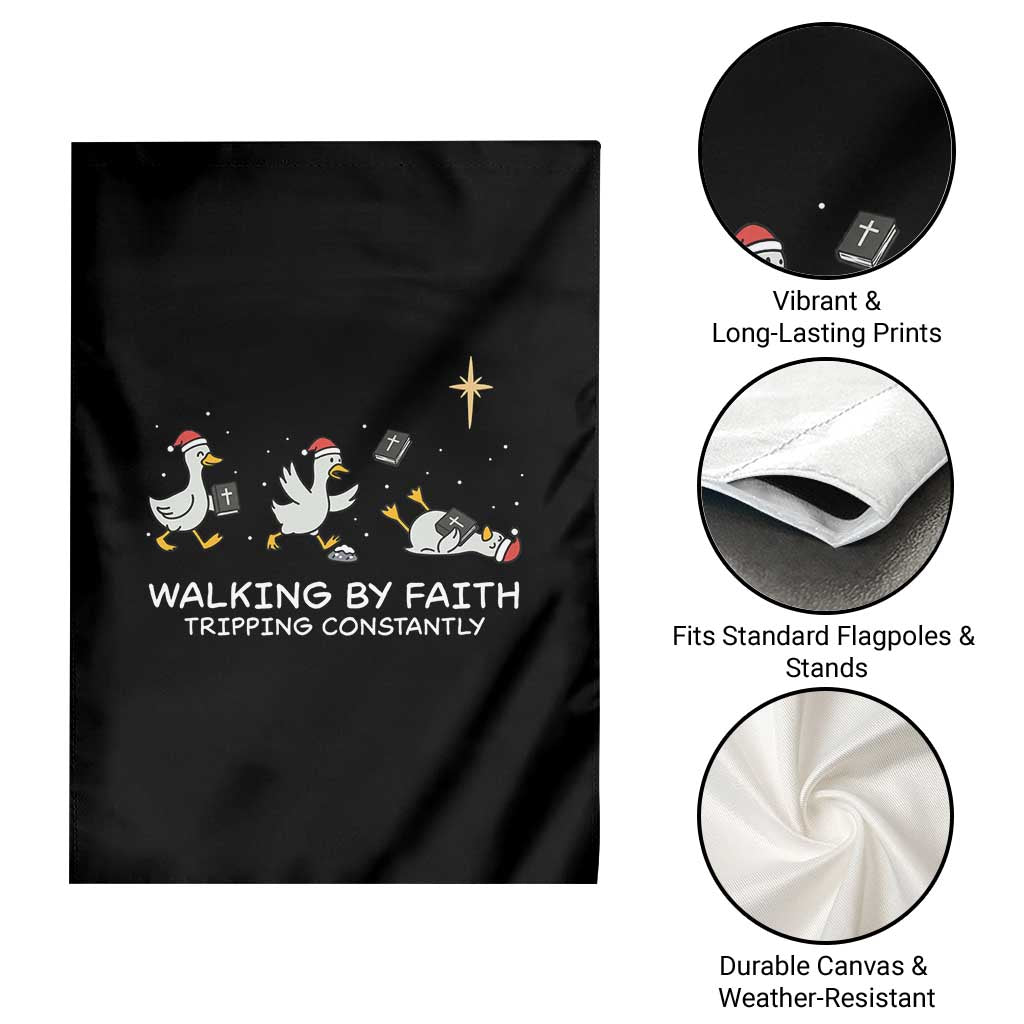 Christian Goose Christmas Garden Flag Walking By Faith Tripping Constantly Funny Quote TS14 Print Your Wear