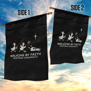 Christian Goose Christmas Garden Flag Walking By Faith Tripping Constantly Funny Quote TS14 Print Your Wear