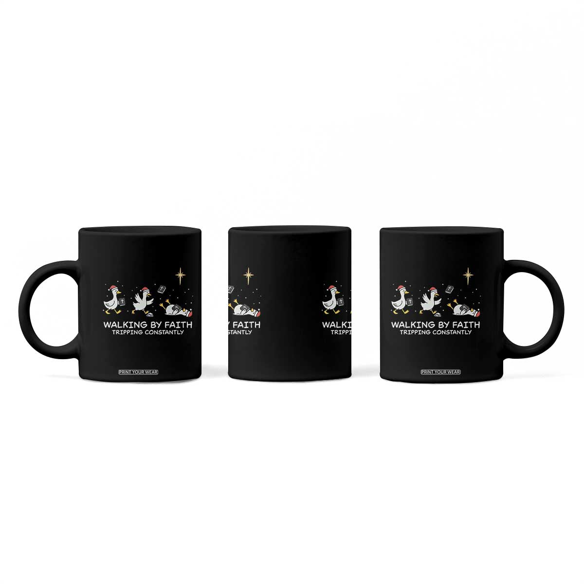 Christian Goose Christmas Coffee Mug Walking By Faith Tripping Constantly Funny Quote TS14 Print Your Wear
