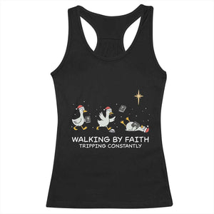 Christian Goose Christmas Racerback Tank Top Walking By Faith Tripping Constantly Funny Quote TS14 Black Print Your Wear