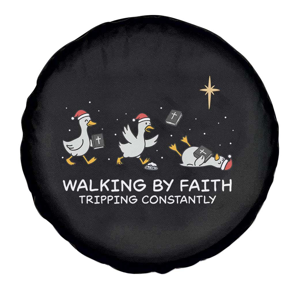 Christian Goose Christmas Spare Tire Cover Walking By Faith Tripping Constantly Funny Quote TS14 Print Your Wear