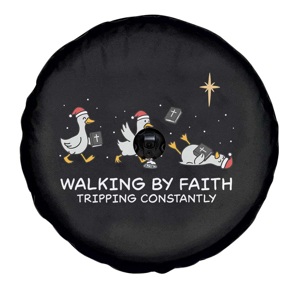 Christian Goose Christmas Spare Tire Cover Walking By Faith Tripping Constantly Funny Quote TS14 Print Your Wear