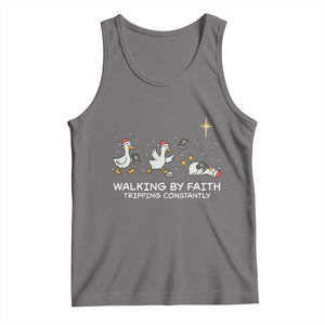 Christian Goose Christmas Tank Top Walking By Faith Tripping Constantly Funny Quote TS14 Deep Heather Print Your Wear