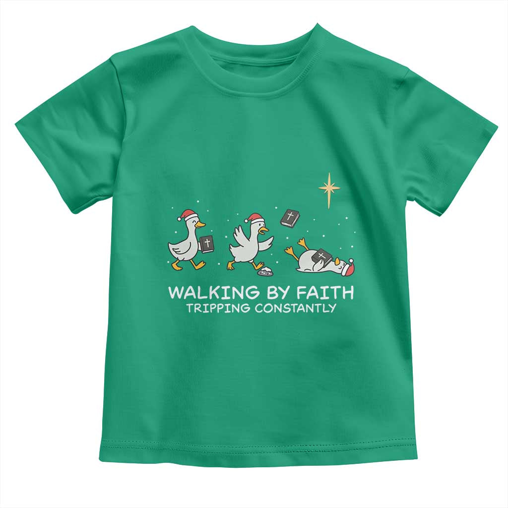 Christian Goose Christmas Toddler T Shirt Walking By Faith Tripping Constantly Funny Quote TS14 Irish Green Print Your Wear