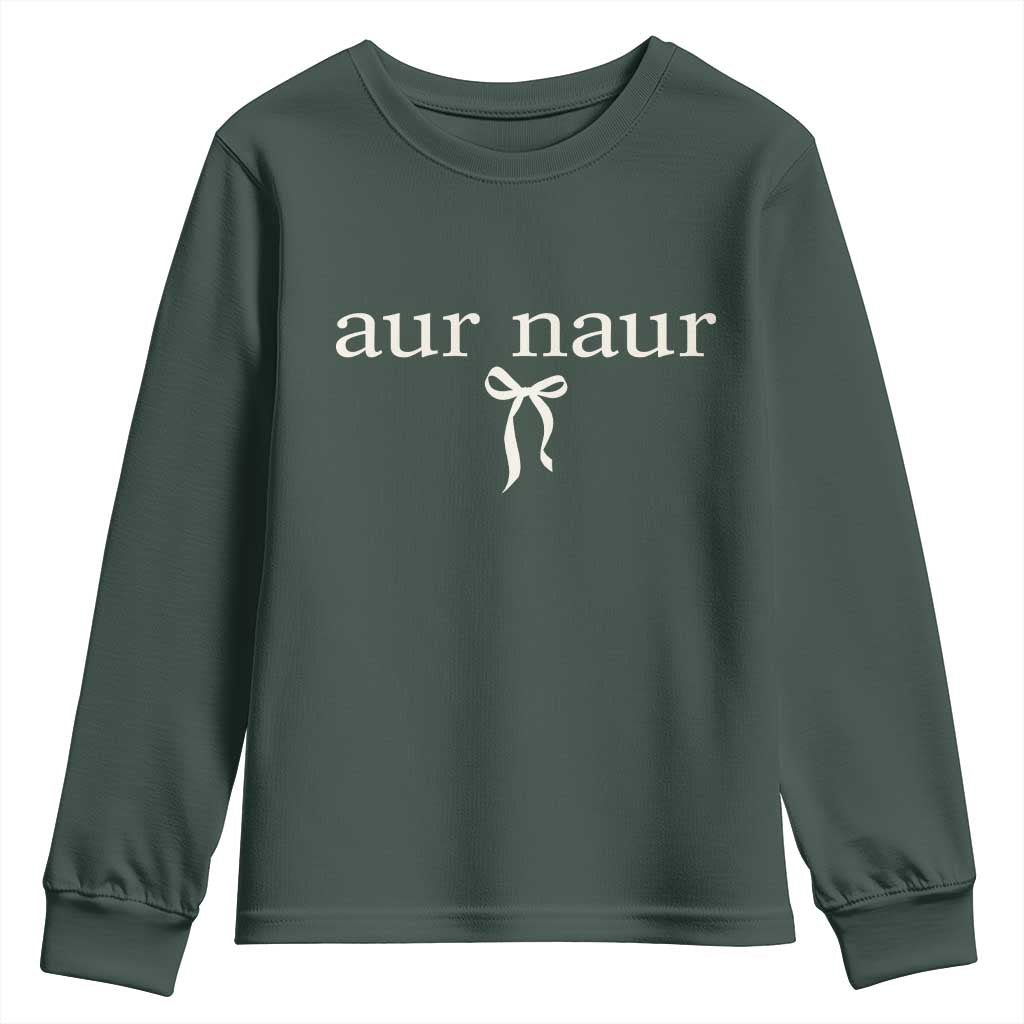 Aur Naur Youth Sweatshirt Funny Sarcastic Oh No Australian Accent TS14 Dark Forest Green Print Your Wear