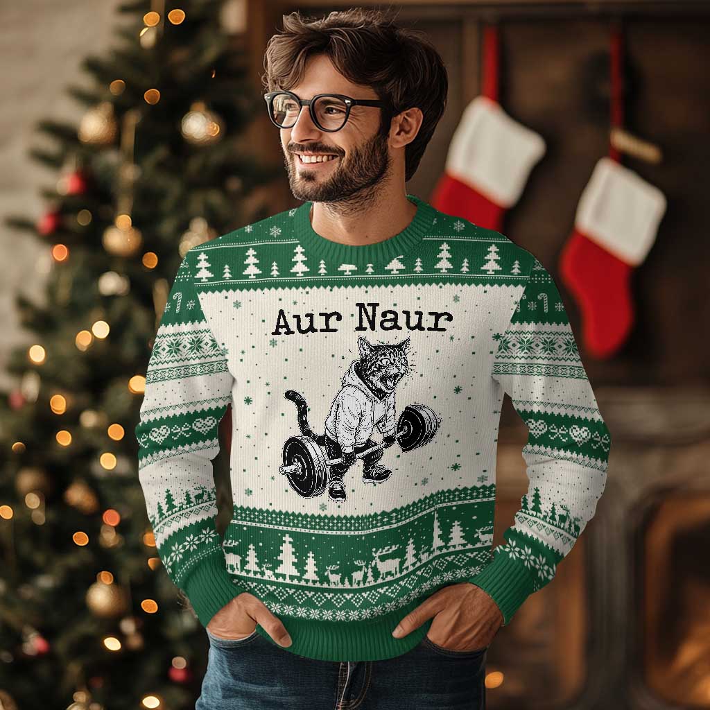 Aur Naur Raccoon Meme Ugly Christmas Sweater Funny Sarcastic Oh No Australian Accent TS14 Beige Green Print Your Wear