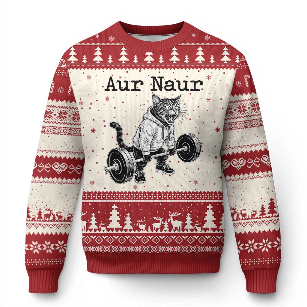 Aur Naur Raccoon Meme Ugly Christmas Sweater Funny Sarcastic Oh No Australian Accent TS14 Beige Red Print Your Wear
