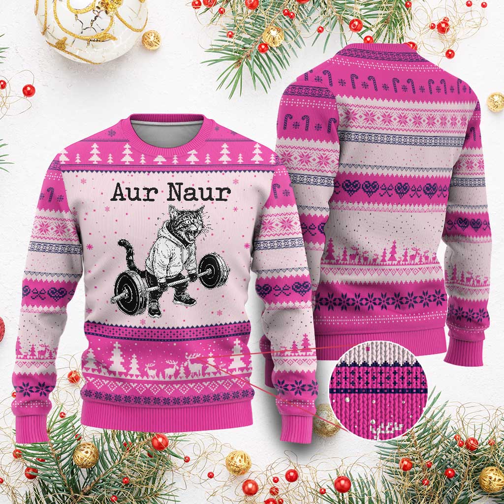 Aur Naur Raccoon Meme Ugly Christmas Sweater Funny Sarcastic Oh No Australian Accent TS14 Hot Pink Print Your Wear