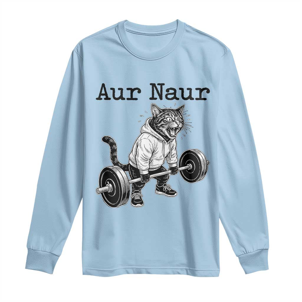 Aur Naur Raccoon Meme Long Sleeve Shirt Funny Sarcastic Oh No Australian Accent TS14 Light Blue Print Your Wear