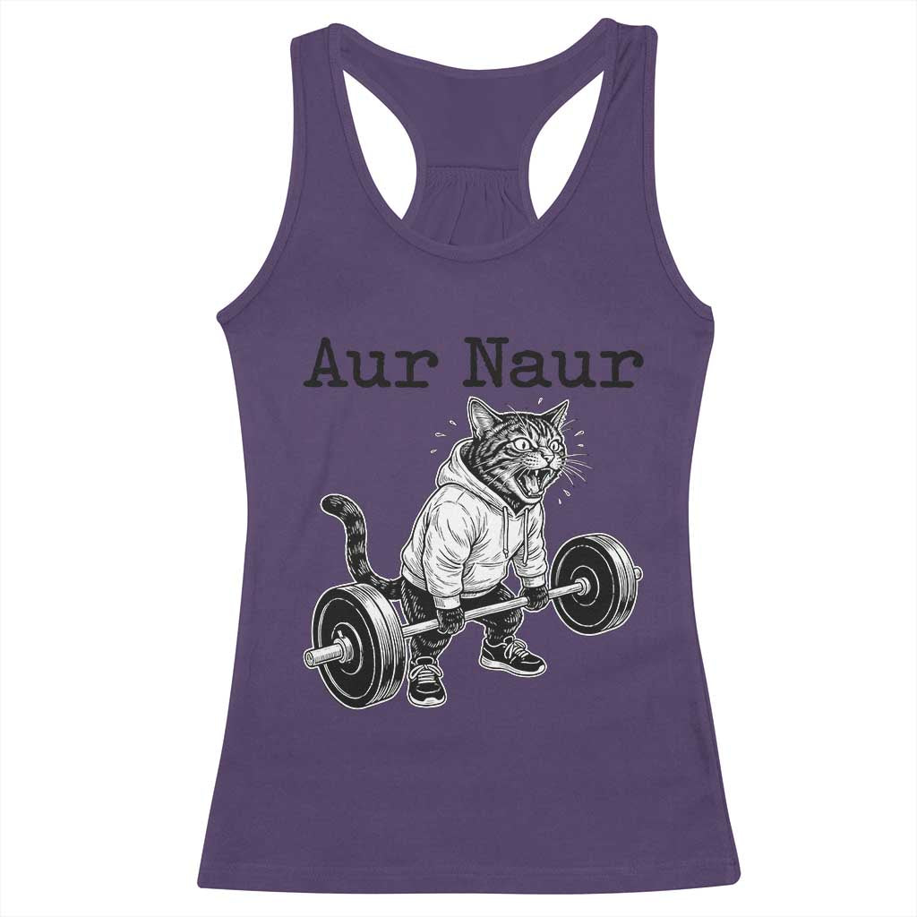 Aur Naur Raccoon Meme Racerback Tank Top Funny Sarcastic Oh No Australian Accent TS14 Purple Print Your Wear