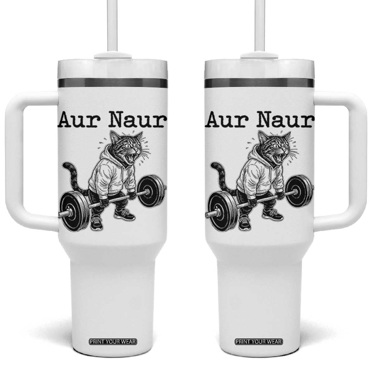 Aur Naur Raccoon Meme Tumbler With Handle Funny Sarcastic Oh No Australian Accent TS14 One Size: 40 oz White Print Your Wear