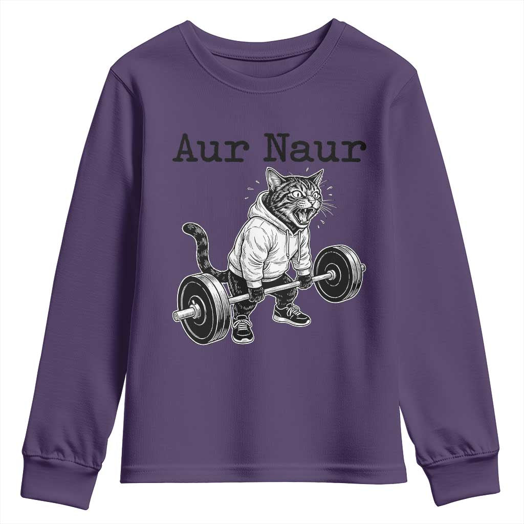 Aur Naur Raccoon Meme Youth Sweatshirt Funny Sarcastic Oh No Australian Accent TS14 Purple Print Your Wear