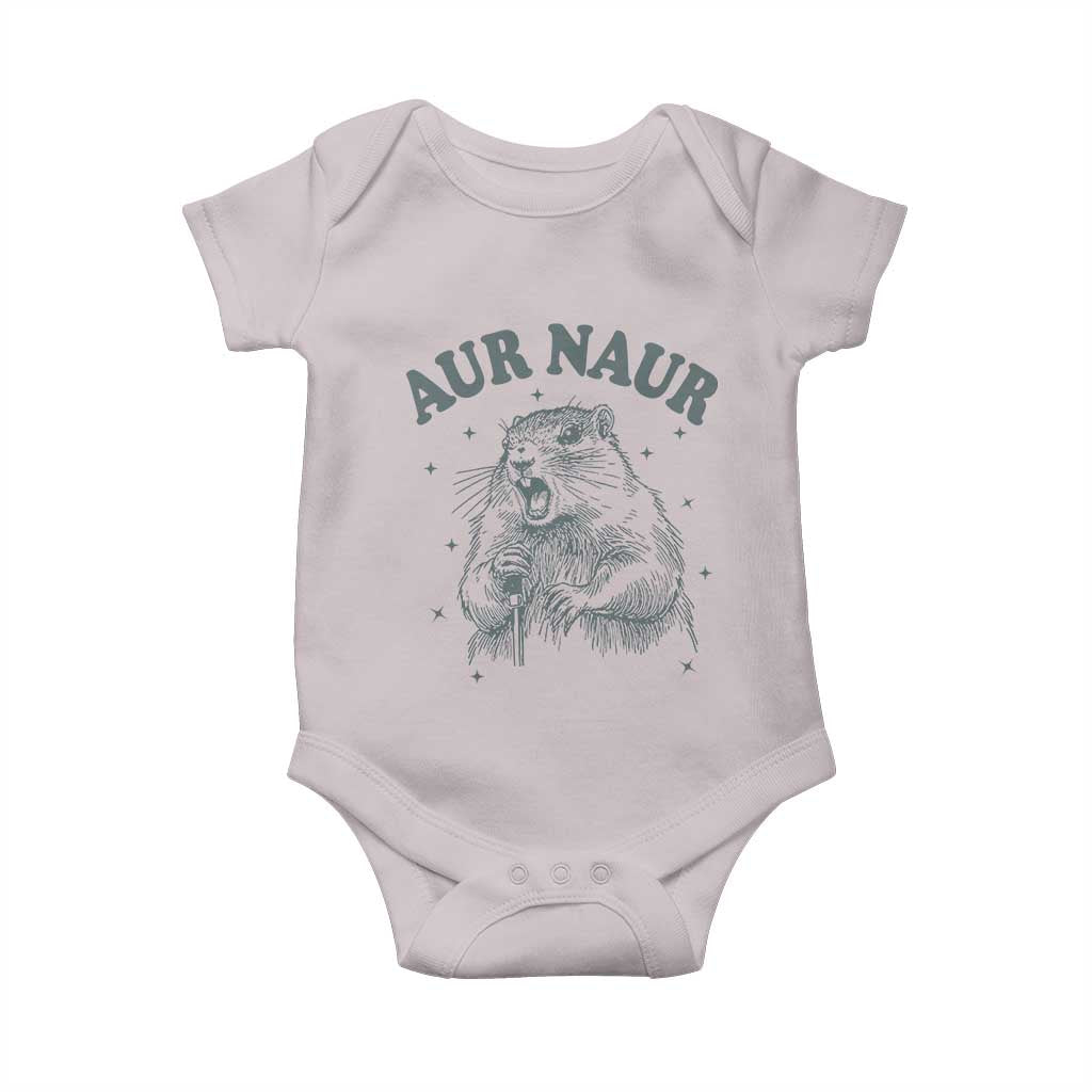 Aur Naur Groundhog Meme Baby Onesie Funny Sarcastic Oh No Australian Accent TS14 Ice Gray Print Your Wear