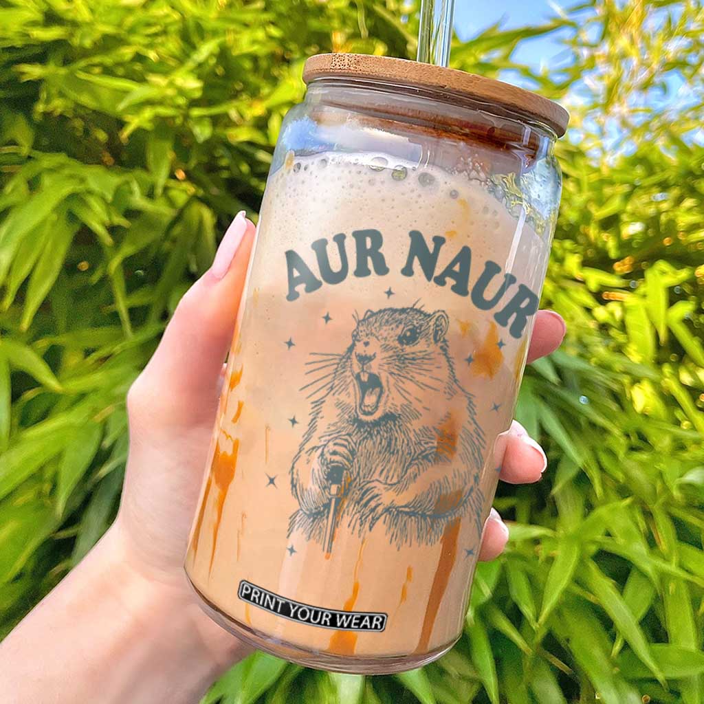 Aur Naur Groundhog Meme Glass Can Funny Sarcastic Oh No Australian Accent TS14 White Print Your Wear