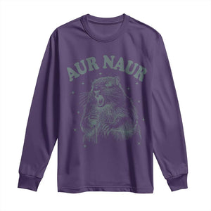 Aur Naur Groundhog Meme Long Sleeve Shirt Funny Sarcastic Oh No Australian Accent TS14 Purple Print Your Wear