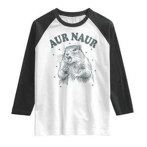 Aur Naur Groundhog Meme Raglan Shirt Funny Sarcastic Oh No Australian Accent TS14 White Black Print Your Wear