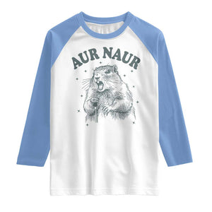 Aur Naur Groundhog Meme Raglan Shirt Funny Sarcastic Oh No Australian Accent TS14 White Carolina Blue Print Your Wear