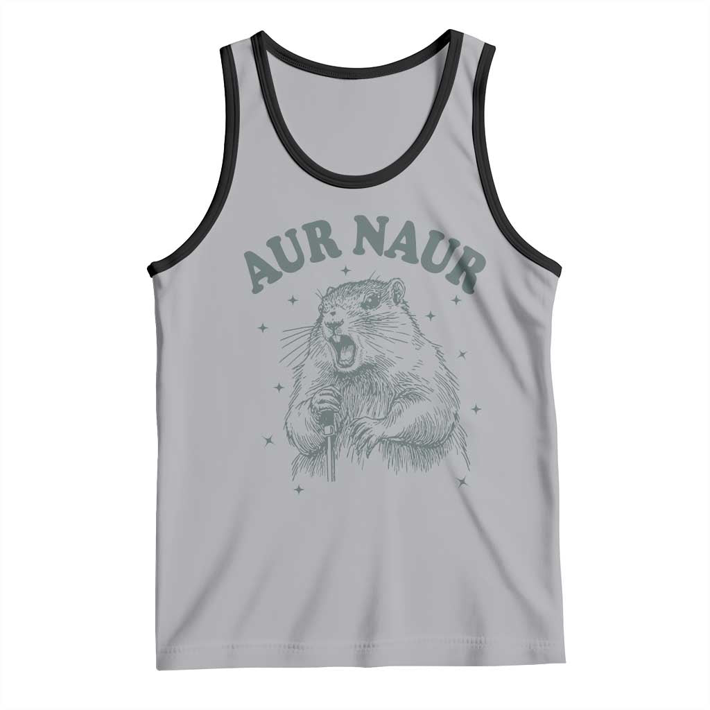 Aur Naur Groundhog Meme Tank Top Funny Sarcastic Oh No Australian Accent TS14 Athletic Heather Black Print Your Wear