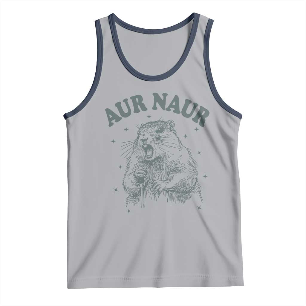 Aur Naur Groundhog Meme Tank Top Funny Sarcastic Oh No Australian Accent TS14 Athletic Heather Navy Print Your Wear