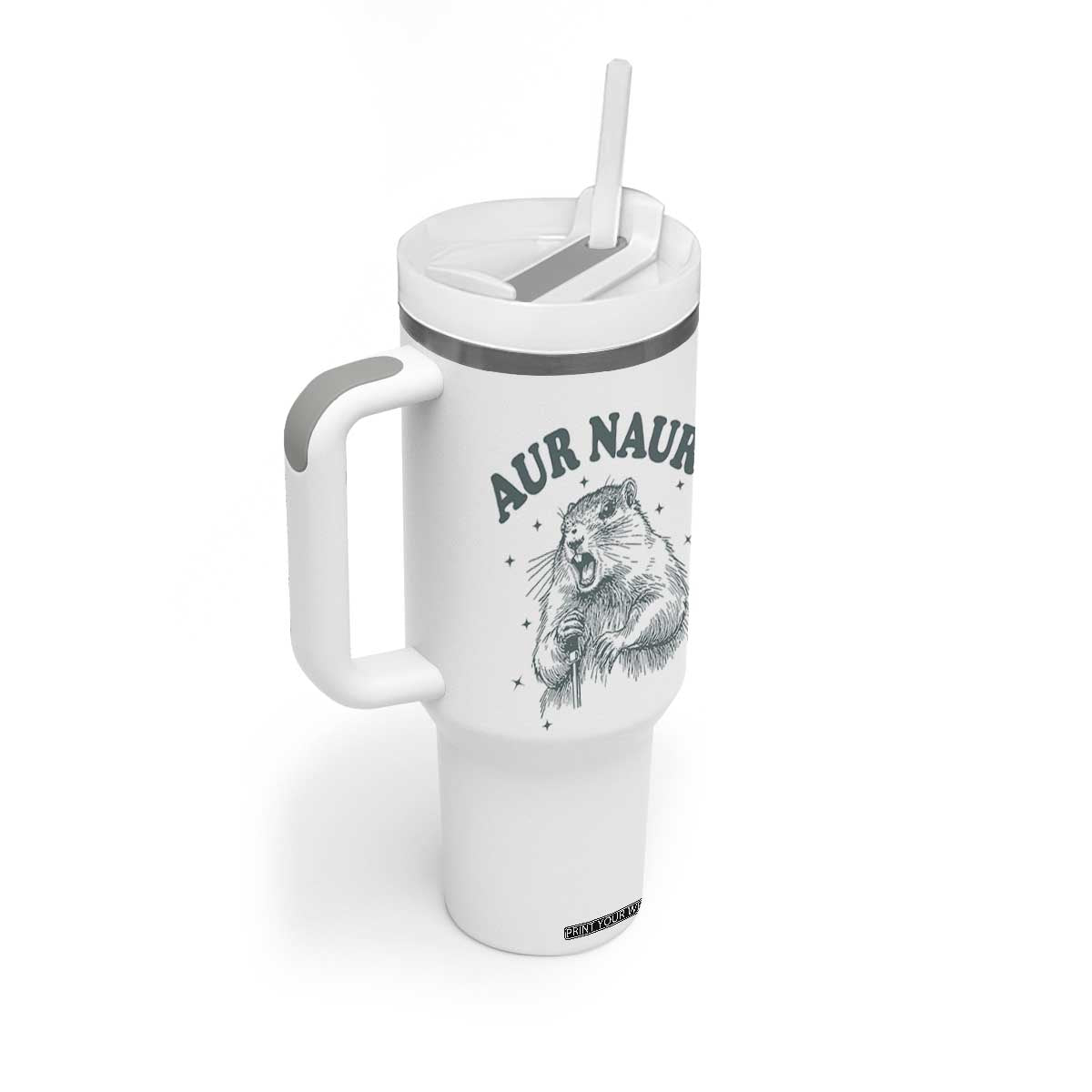 Aur Naur Groundhog Meme Tumbler With Handle Funny Sarcastic Oh No Australian Accent TS14 Print Your Wear
