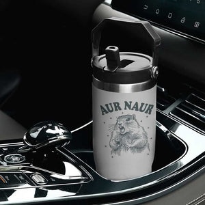 Aur Naur Groundhog Meme Flip Straw Tumbler Funny Sarcastic Oh No Australian Accent TS14 Print Your Wear