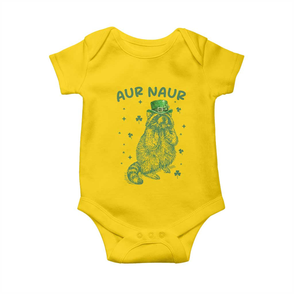 Aur Naur Raccoon St Patricks Day Baby Onesie Funny Sarcastic Oh No Australian Accent TS14 Daisy Print Your Wear