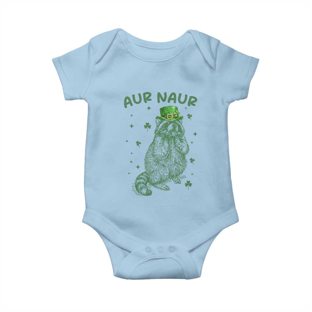 Aur Naur Raccoon St Patricks Day Baby Onesie Funny Sarcastic Oh No Australian Accent TS14 Light Blue Print Your Wear