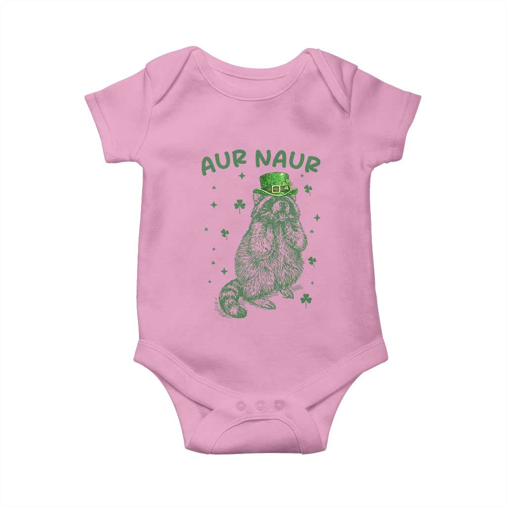Aur Naur Raccoon St Patricks Day Baby Onesie Funny Sarcastic Oh No Australian Accent TS14 Light Pink Print Your Wear