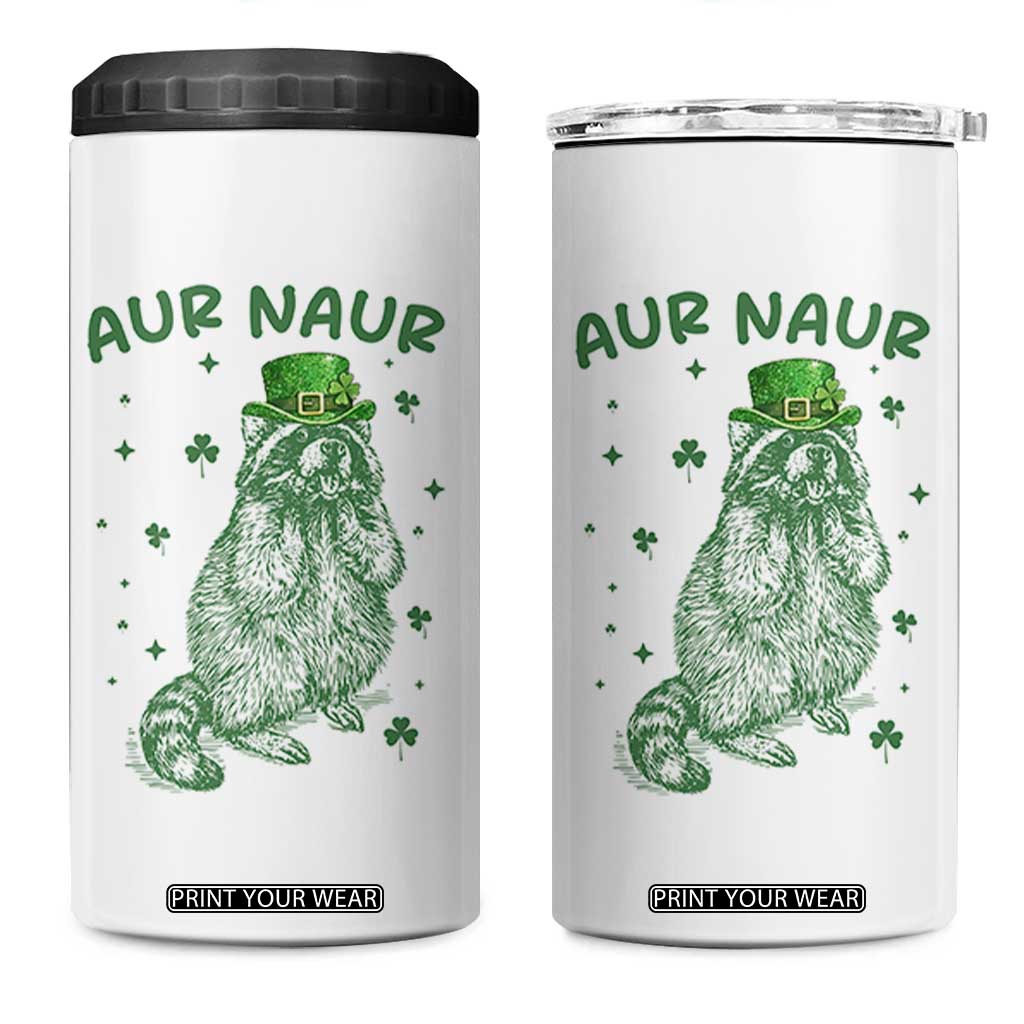 Aur Naur Raccoon St Patricks Day 4 in 1 Can Cooler Tumbler Funny Sarcastic Oh No Australian Accent TS14 One Size: 16 oz White Print Your Wear