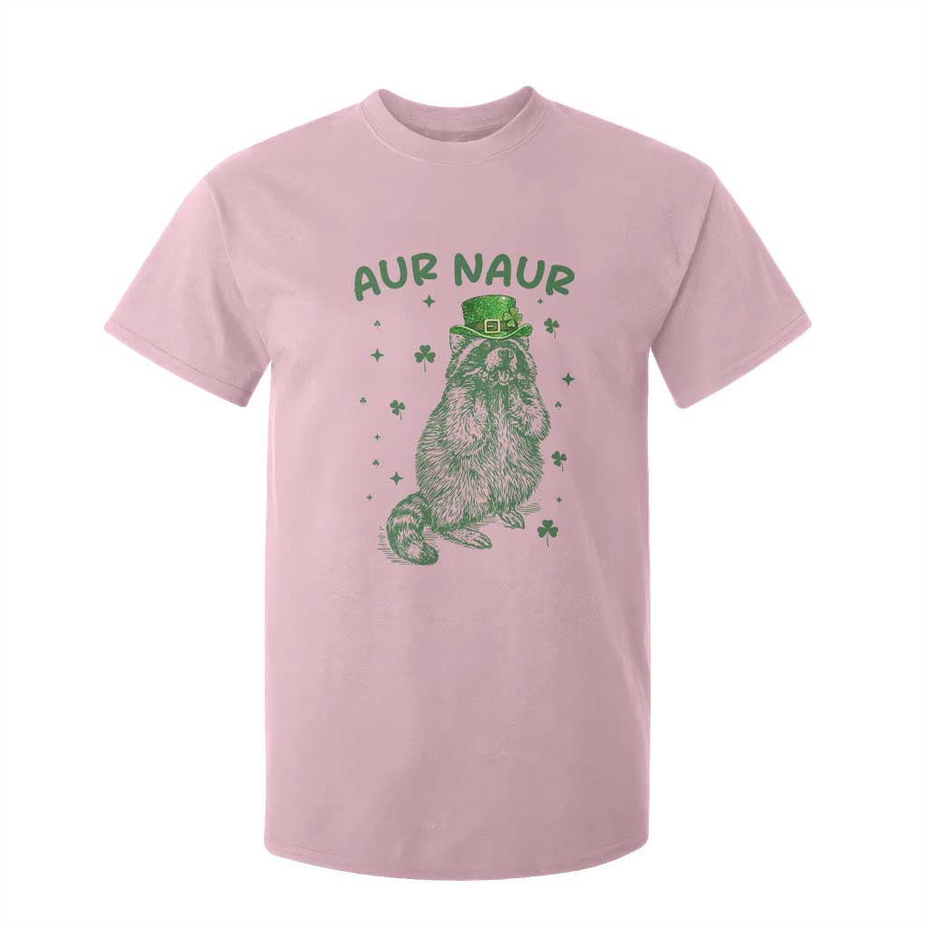 Aur Naur Raccoon St Patricks Day T Shirt For Kid Funny Sarcastic Oh No Australian Accent TS14 Light Pink Print Your Wear